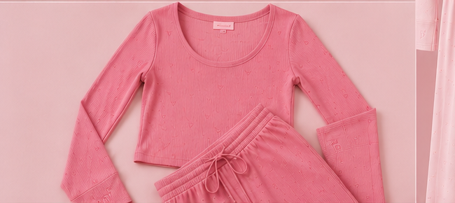 Pinksy rose pink loungewear flat lay